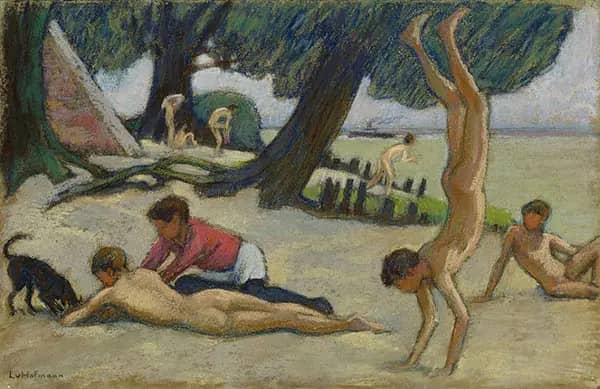 Boys on the Beach c1895 by Ludwig von Hofmann | Oil Painting Reproduction