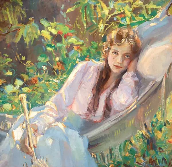 The Girl in the Hammock by Donna Schuster | Oil Painting Reproduction