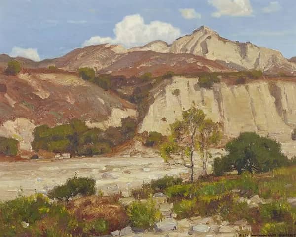 Mountains Beyond a Dry Creek Bed | Oil Painting Reproduction