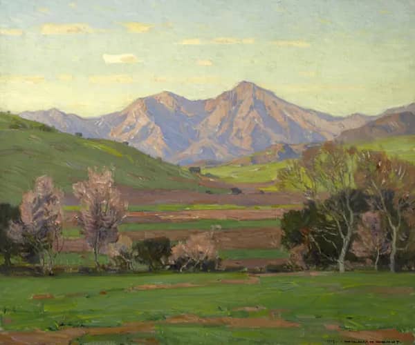 Verdant Landscape with Mountains Beyond | Oil Painting Reproduction