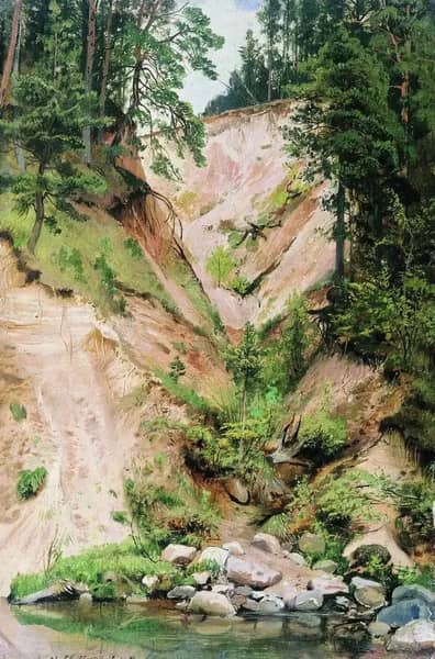 Cliff Ravine Stream 1893 by Ivan Shishkin | Oil Painting Reproduction
