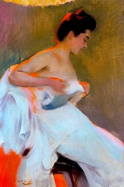 Woman Undressing by Ramon Casas | Oil Painting Reproduction