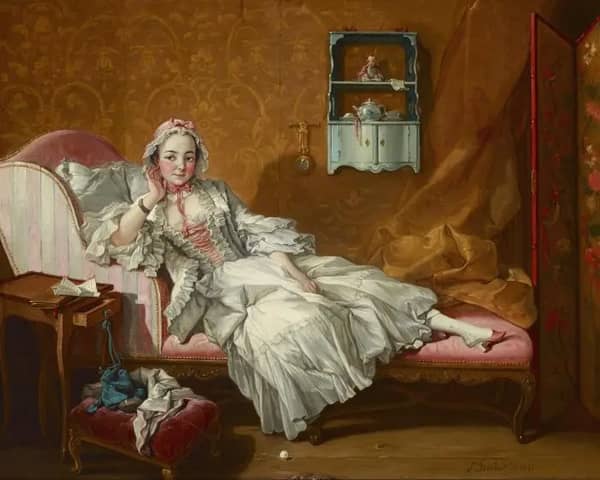 A Lady on Her Day Bed 1743 by Francois Boucher | Oil Painting Reproduction
