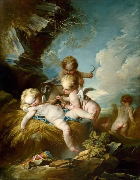 The Cherub Harvesters by Francois Boucher | Oil Painting Reproduction