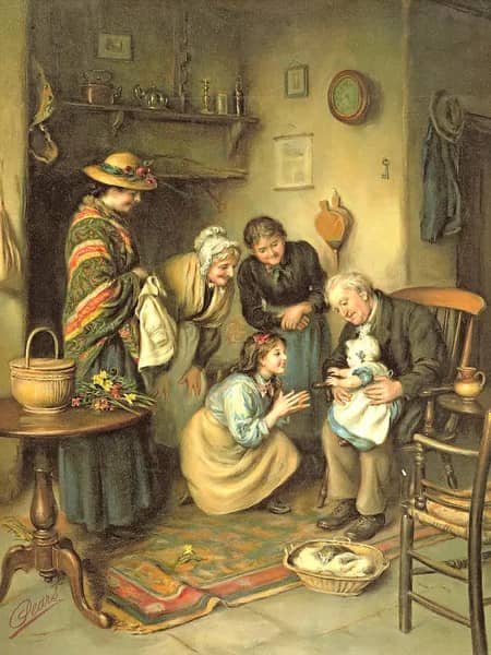 Family Worship From The Pears Annual 1911 | Oil Painting Reproduction