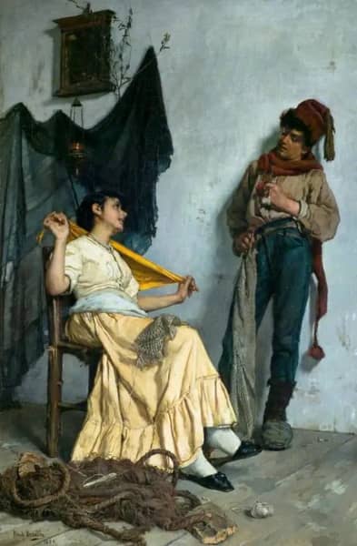 Weaving Nets by Frank Bramley | Oil Painting Reproduction