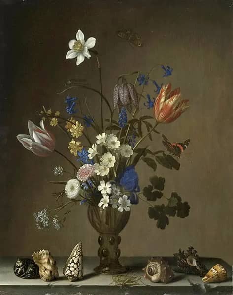 Flowers Shells Butterflies and Grasshopper | Oil Painting Reproduction