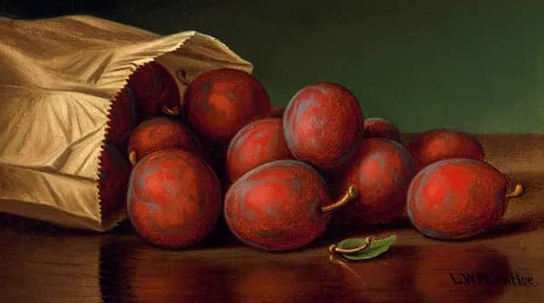 Bag of Plums by Levi Wells Prentice | Oil Painting Reproduction