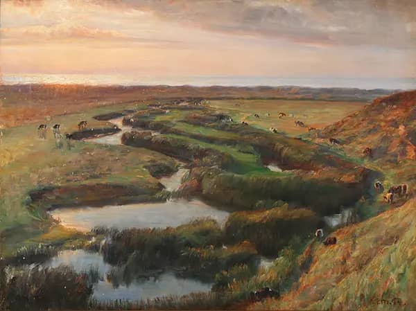 Evening View from Liver Stream in Northern Jutland | Oil Painting Reproduction