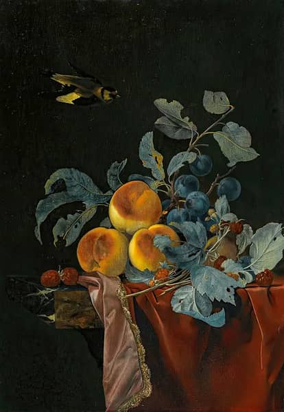 Still Life with Birds and Fruits on the Table | Oil Painting Reproduction