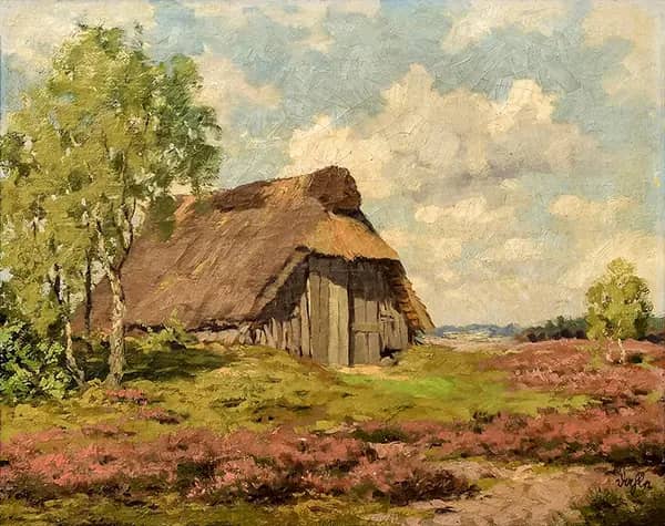 Landscape with Hut by Heinrich Vogeler | Oil Painting Reproduction