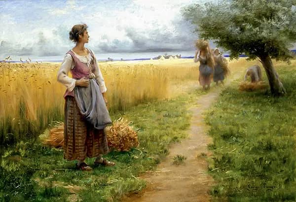 Coming in from the Fields by Georges Laugee | Oil Painting Reproduction
