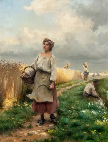 The Wheat Harvest by Georges Laugee | Oil Painting Reproduction