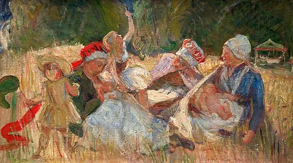 Peasants and Their Children | Oil Painting Reproduction