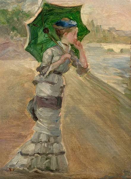 Study of an Elegant Woman with Parasol, 1880 | Oil Painting Reproduction