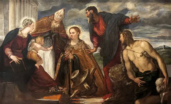 Virgin and Child with Saint Catherine, Saint Augustine, Saint Mark and Saint John the Baptist | Oil Painting Reproduction