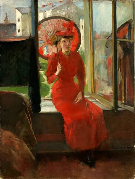Self-portrait with Japanese Umbrella, 1892 | Oil Painting Reproduction