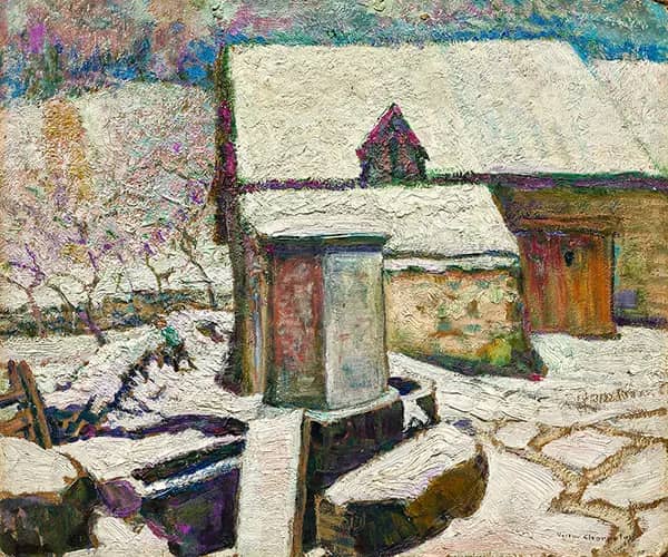 Watering Hole in Winter by Victor Charreton | Oil Painting Reproduction