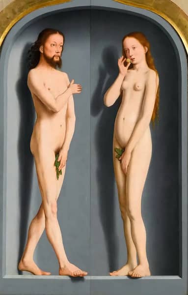 Adam and Eve Sedano Family Triptych Exterior Panels | Oil Painting Reproduction