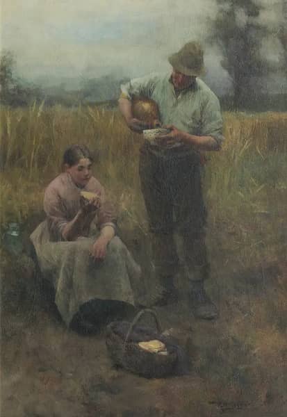 A Break for Lunch in the Fields | Oil Painting Reproduction