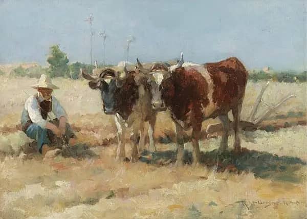 Ploughing in Brittany by Robert McGregor | Oil Painting Reproduction