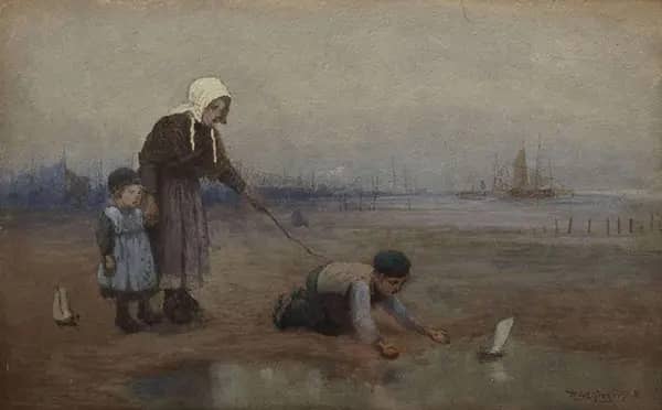 Sailing in the Toy Boat by Robert McGregor | Oil Painting Reproduction