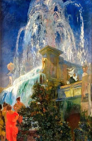 Water Jets and Fountain in Rome, 1921 | Oil Painting Reproduction