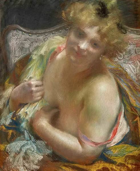Woman with Bare Bust by Paul Albert Besnard | Oil Painting Reproduction