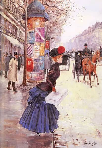 Young Woman Crossing the Boulevard | Oil Painting Reproduction