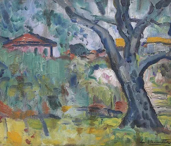 A Distant Roof Top by Leslie Hunter | Oil Painting Reproduction