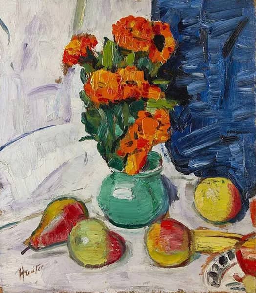Still Life with Marigolds by Leslie Hunter | Oil Painting Reproduction