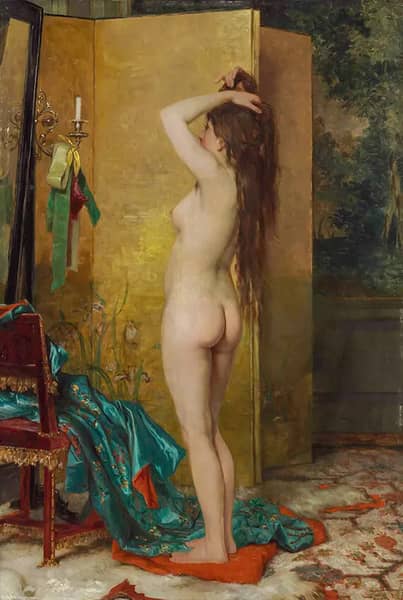 A Standing Nude by Frans Verhas | Oil Painting Reproduction