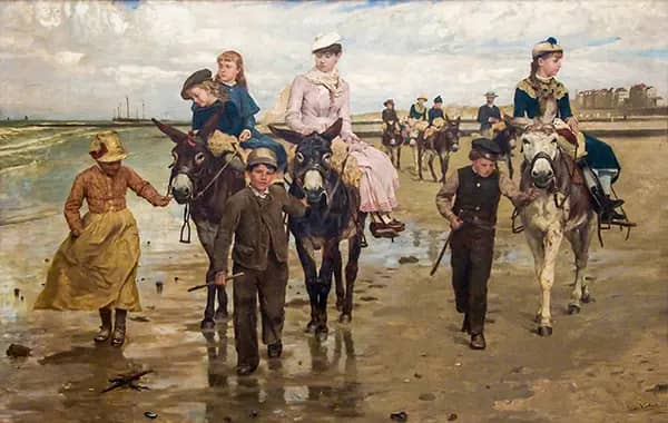 Donkey Ride on the Beach by Frans Verhas | Oil Painting Reproduction