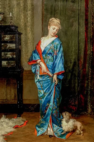Lady in a Kimono by Frans Verhas | Oil Painting Reproduction