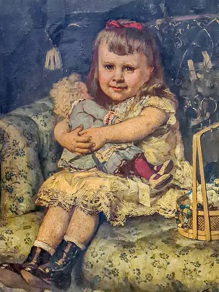 Little Girl with Doll by Frans Verhas | Oil Painting Reproduction