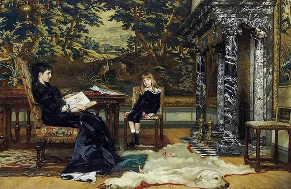 Reading in the Living Room by Frans Verhas | Oil Painting Reproduction