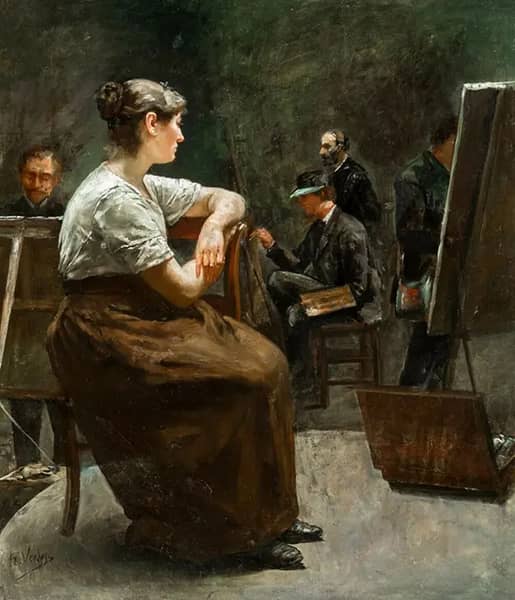 The Model in the Studio by Frans Verhas | Oil Painting Reproduction