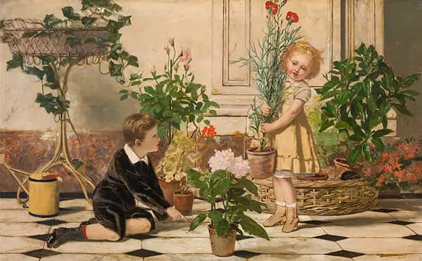 Two Children by Frans Verhas | Oil Painting Reproduction