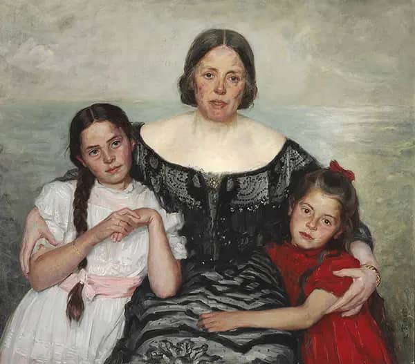 The Painter's Wife Frederikke Tuxen with His Daughters Yvonne and Nina | Oil Painting Reproduction
