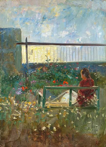 The Artist's Daughter Nina in the Garden | Oil Painting Reproduction