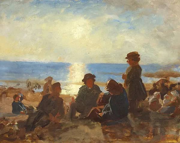 Fishermen on the Beach Brittany, 1875 | Oil Painting Reproduction