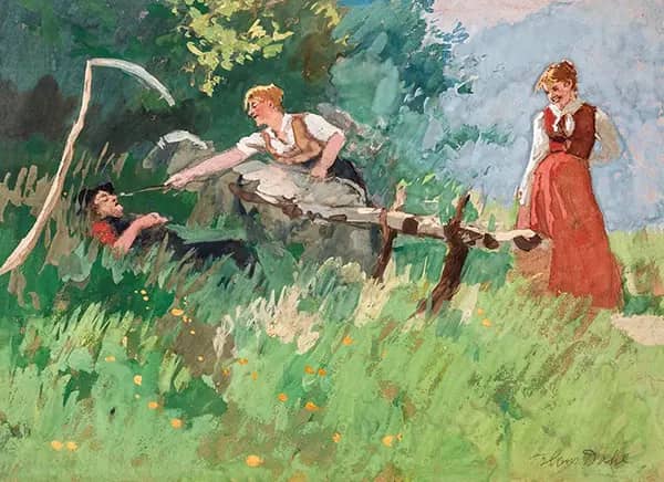 And Flirt by Hans Dahl | Oil Painting Reproduction