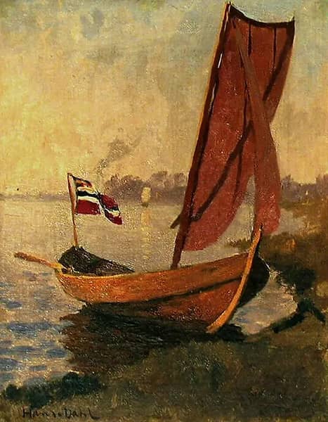 Boat at Beach by Hans Dahl | Oil Painting Reproduction