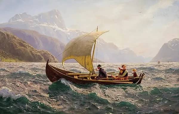 Boats Coming Home Western Norway by Hans Dahl | Oil Painting Reproduction