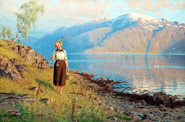 By the Fjord 2 by Hans Dahl | Oil Painting Reproduction