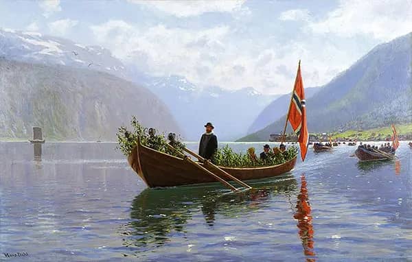 Calming Congregation in the Spring from Balestrand | Oil Painting Reproduction