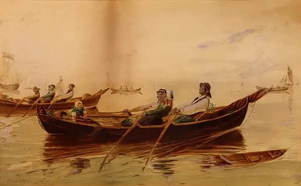 Figure in Barca by Hans Dahl | Oil Painting Reproduction