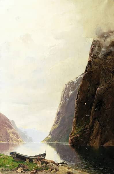 Fjord Landscape by Hans Dahl | Oil Painting Reproduction