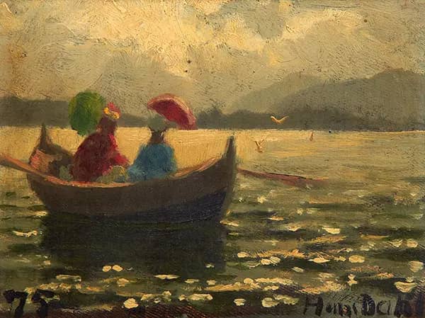 Ladies in a Boat 1875 by Hans Dahl | Oil Painting Reproduction