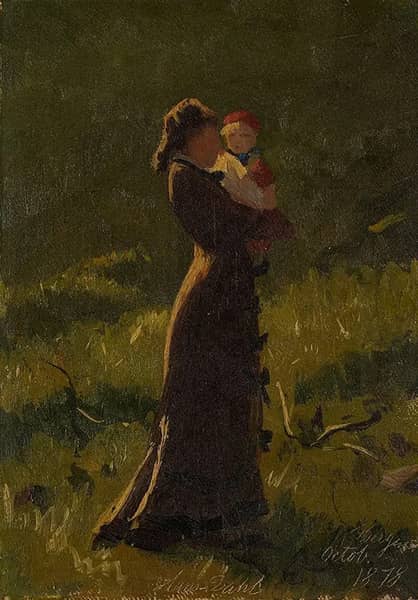Mother and Child 1878 by Hans Dahl | Oil Painting Reproduction